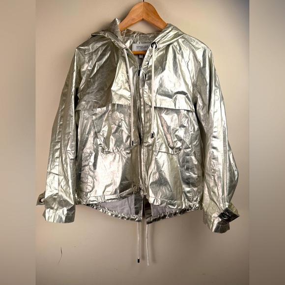 Derek Lam 10 Crosby WOMAN METALLIC SHELL HOODED JACKET GOLD Wind Breaker Size 2 - Picture 1 of 13